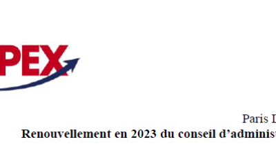 Le CA de l’ANOPEX sera renouvelé en 2023 et pour se porter candidat c’est jusqu’au 15 novembre.