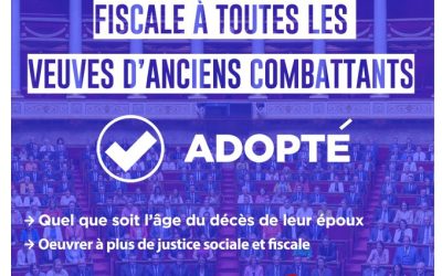 Jeudi 13 octobre : l’Assemblée nationale étend la 1/2 part fiscale à tous les veufs et veuves d’anciens combattants quelque soit l’âge du décès, dans les amendements du PLF 2023. Décision lors du vote final