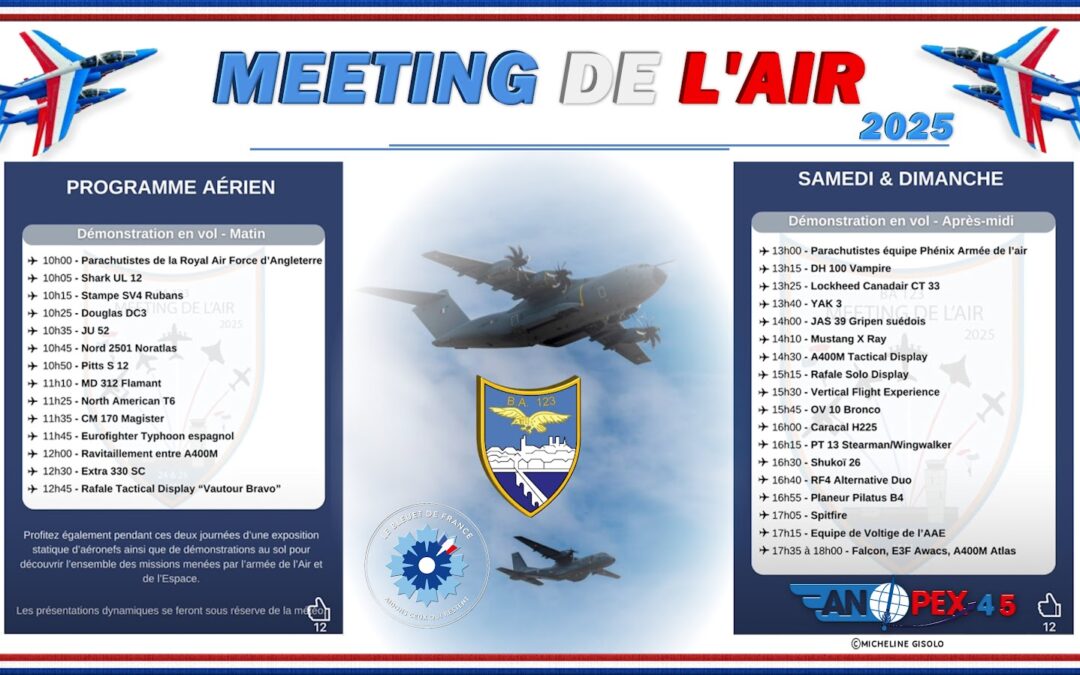 L’ANOPEX du Loiret au meeting de la Base aérienne d’Orléans les 24 et 25 mai